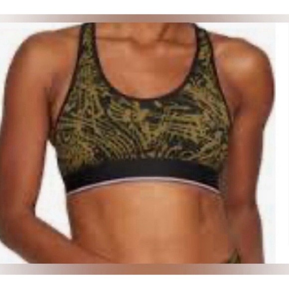 Four Laps FourLaps Circuit Sports Bra sz M Avocado Tuxedo Topo Swirl Mesh Back - Picture 4 of 10